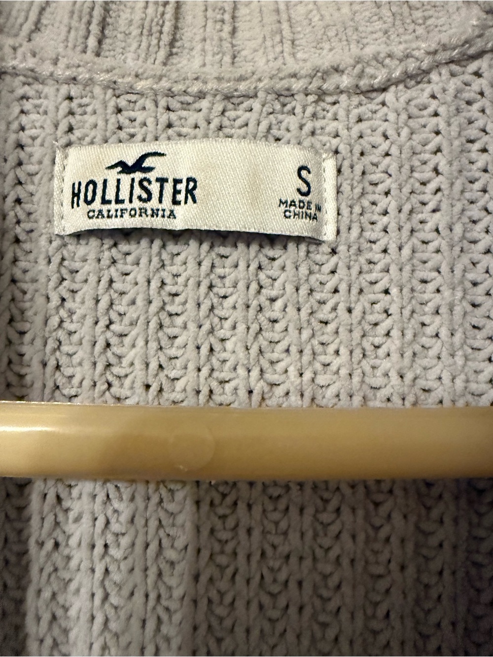 Hollister Light Gray Open-Front Chunky Knit Cardigan - Picture 2 of 3
